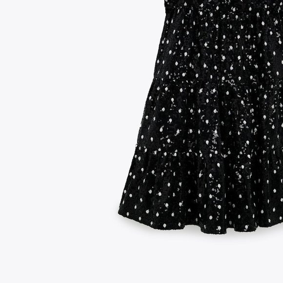 NWT Zara sequin polka dot baby doll mini holiday dress - Picture 9 of 13